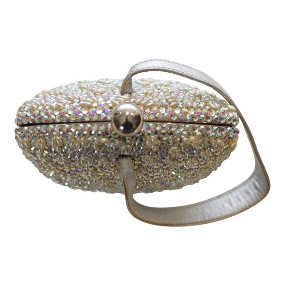 RODO allover Swarovski crystal silver leather wristlet clutch evening bag - Picture 14 of 16